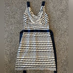 Cremieux White and Navy Striped Dress